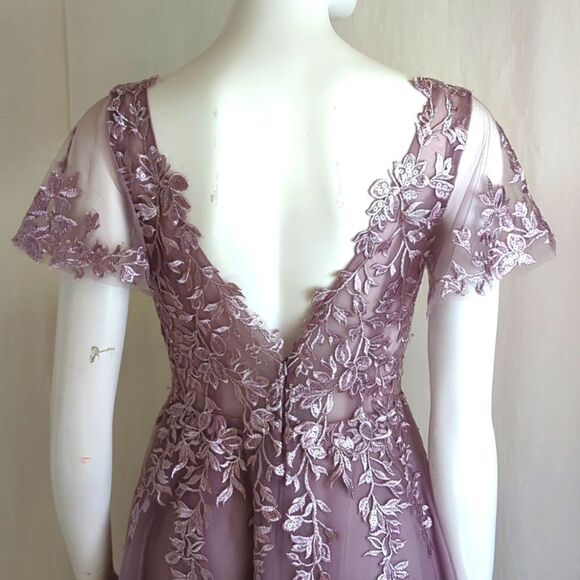 Party, Special Occasion Dress Mauve Lace, Sparkle and Tulle Size 4 NWOT - Picture 6 of 9